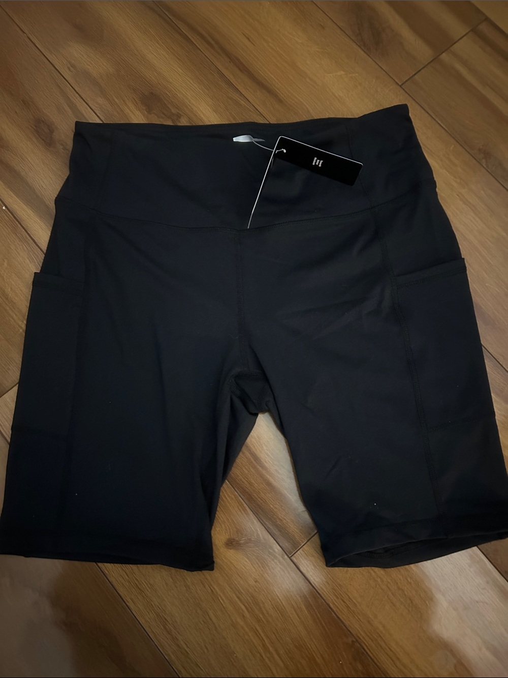 Women's Baleaf High-waisted Black Biker Shorts with Side Pockets size Large NWT